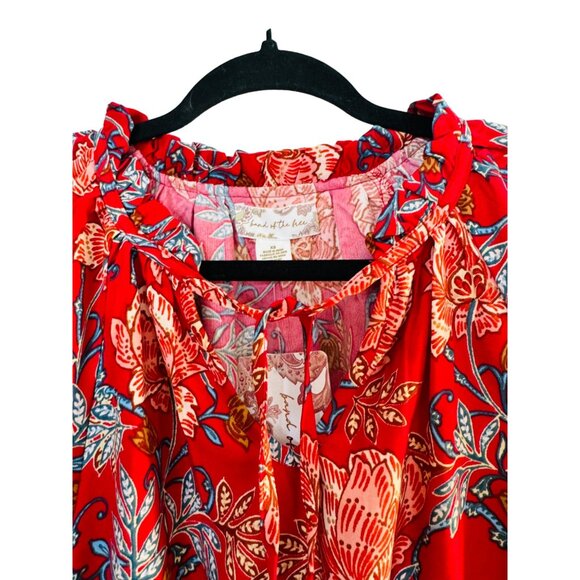 NWT XS Band Of The Free Connie Garnet Mini Red Floral Bohemian Dress - Picture 7 of 16